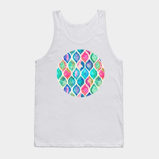 Watercolor Ogee Patchwork Pattern Tank Top by micklyn